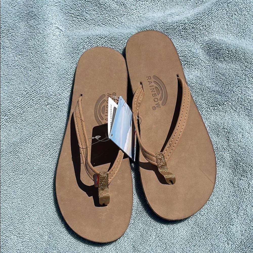 Rainbow Sandals Brown Leather Flip Flops